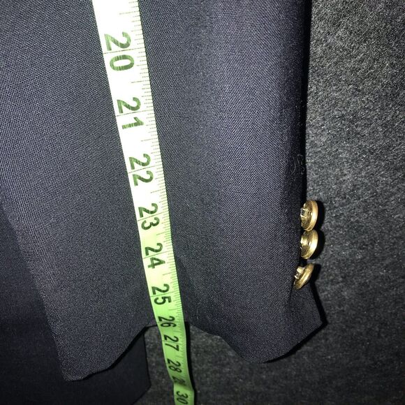Alan Flusser Navy Blue or Black Sport Virgin Wool Blazer Jacket Gold Buttons 44R - Picture 14 of 15